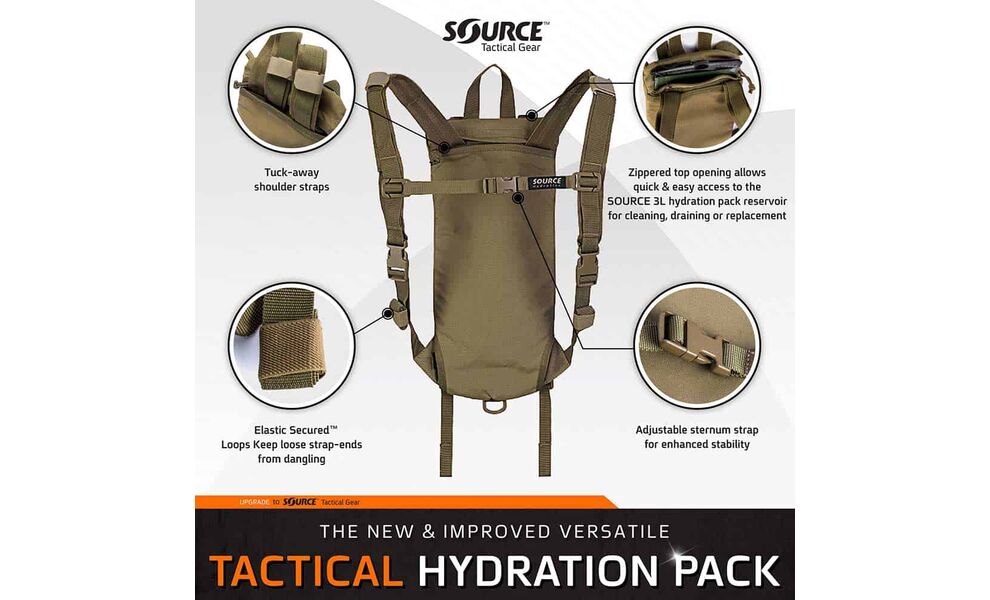 Рюкзак з гідратором Source Tactical (Coyote), 3 л, Об'єм: 3, Колір виробника: Coyote, зображення 4