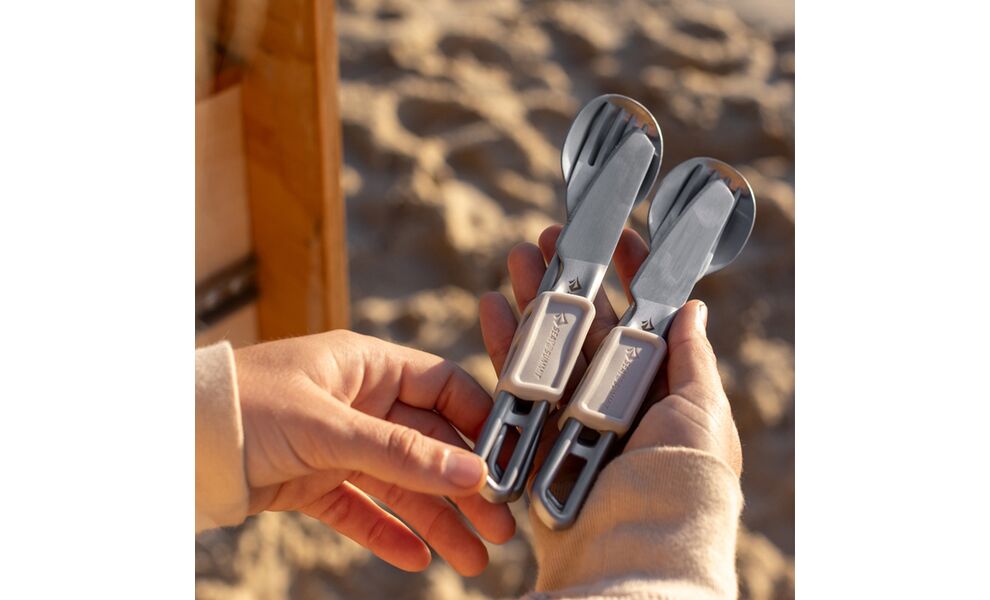 Туристичний набір столових приборів Sea to Summit Detour - на 2 людини (виделка, ложка, ніж, тримач), нержавіюча сталь, зображення 6