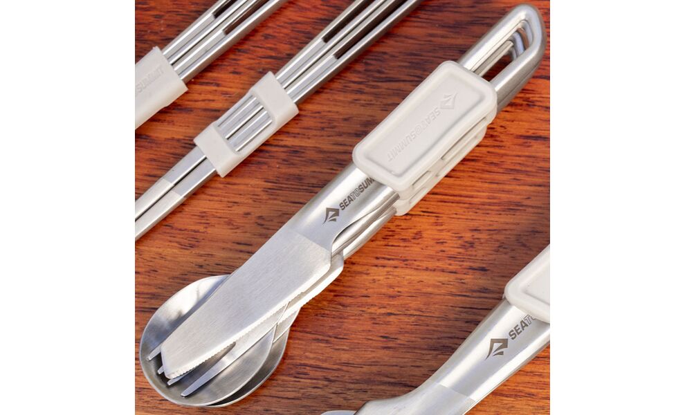 Туристичний набір столових приборів Sea to Summit Detour - на 2 людини (виделка, ложка, ніж, тримач), нержавіюча сталь, зображення 7