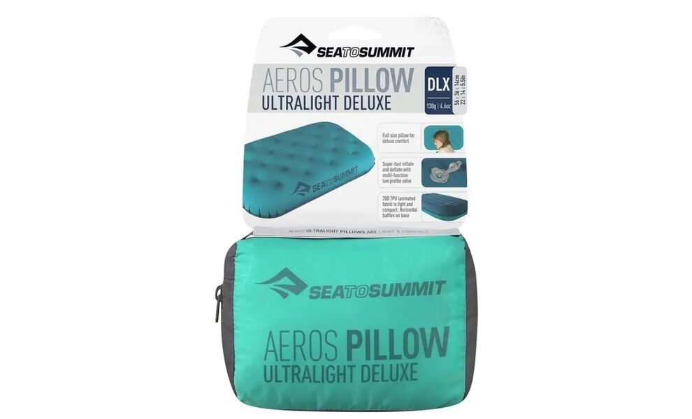 Туристична надувна подушка Sea to Summit Aeros Ultralight 2025 - Deluxe (Sea Foam), Тип розміру: Deluxe, Колір виробника: Sea Foam, зображення 4