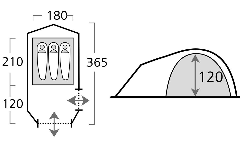3-місний намет High Peak Kira 3.1: двошаровий, з тамбуром, Кількість місць: 3, Колір: Deep Forest, зображення 2