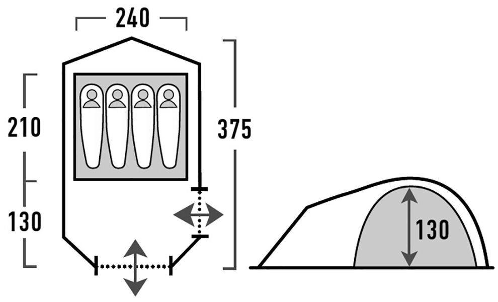 4-місний намет High Peak Kira 4.1: двошаровий, з тамбуром, Кількість місць: 4, Колір: Deep Forest, зображення 2