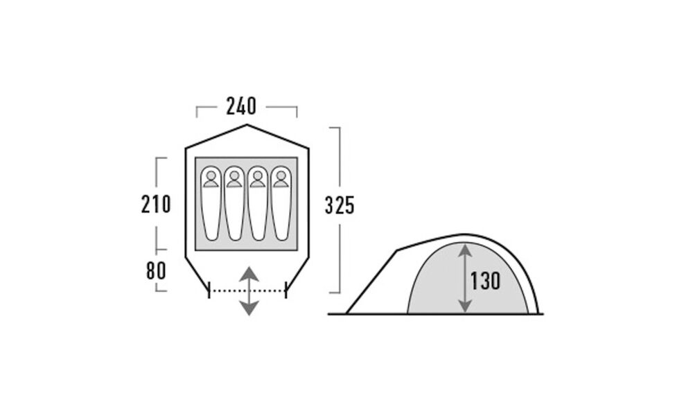 4-місний намет High Peak Nevada 4.1: двошаровий, з тамбуром, Кількість місць: 4, Колір: Deep Forest, зображення 2