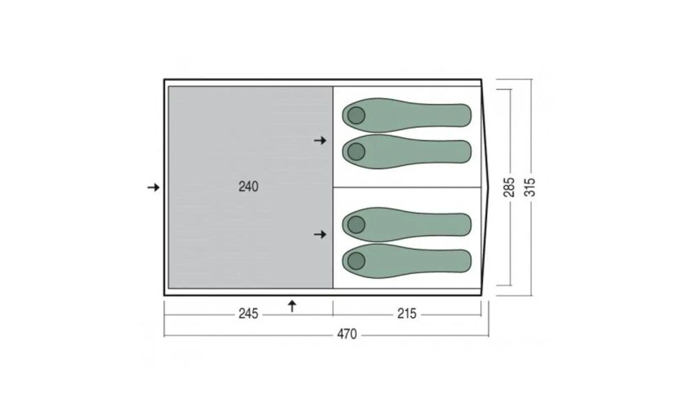 4-місний кемпінговий намет Pinguin Interval 4 Steel (Green), Кількість місць: 4, Колір: Green, зображення 2