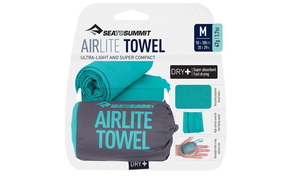 Ультралегкий рушник з мікрофібри з чохлом Sea to Summit AirLite Towel - M (Baltic), 100х50 см, Тип розміру: M, Колір: Baltic, зображення 7
