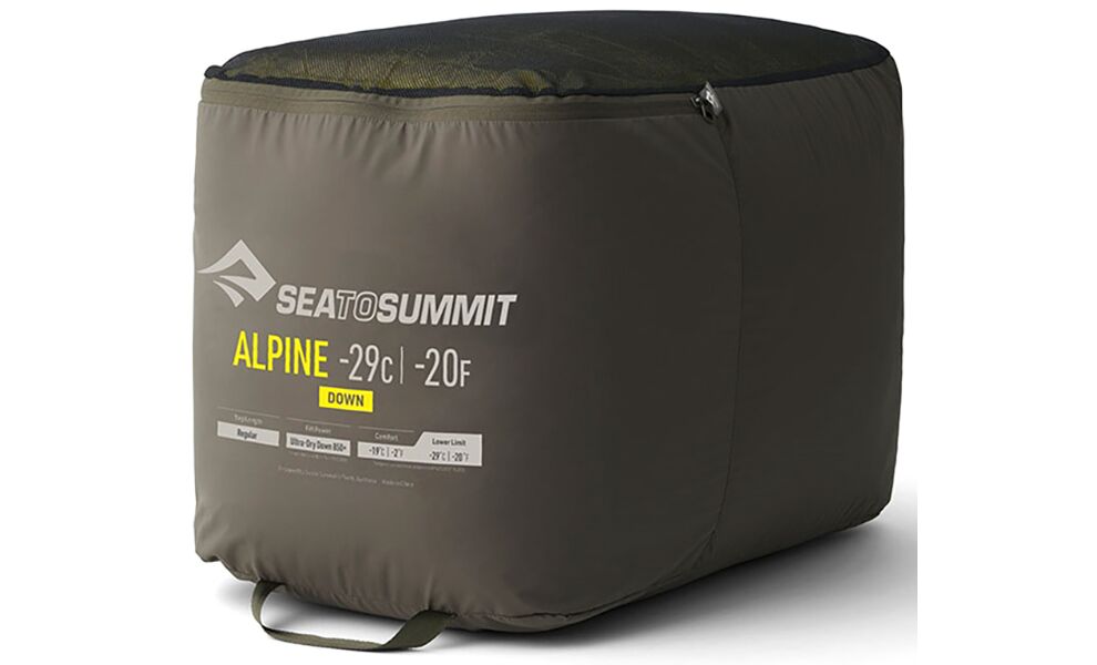 Зимовий пуховий спальник Sea to Summit Alpine -29C - Long до -29°C: з капюшоном, Максимальний зріст користувача: 198, Колір: Blazing Yellow, Сторона застібки: ліва, зображення 14