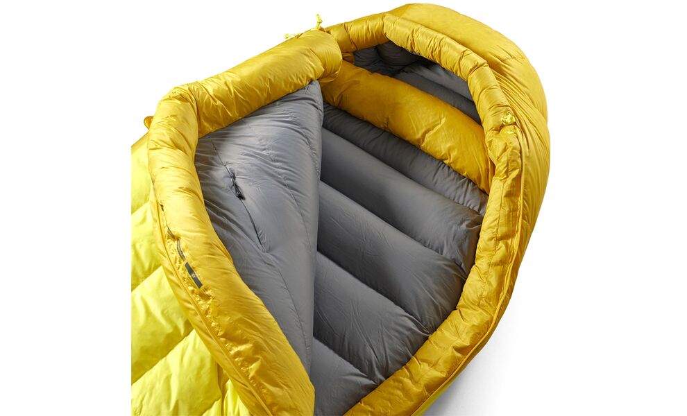 Зимовий пуховий спальник Sea to Summit Alpine -29C - Regular до -29°C: з капюшоном, Максимальний зріст користувача: 185, Колір: Blazing Yellow, Сторона застібки: ліва, зображення 5