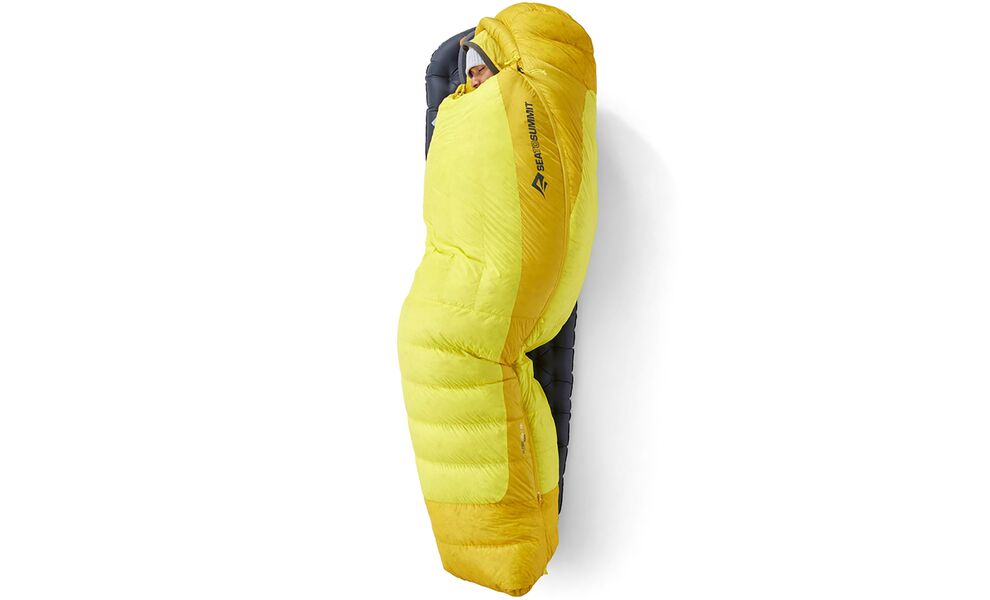 Зимовий пуховий спальник Sea to Summit Alpine -29C - Regular до -29°C: з капюшоном, Максимальний зріст користувача: 185, Колір: Blazing Yellow, Сторона застібки: ліва, зображення 9