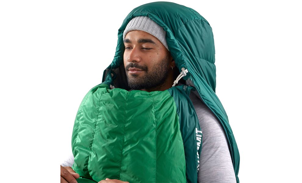 Демісезонний пуховий спальник Sea to Summit Ascent -1C - Regular до -1°C: з капюшоном, Максимальний зріст користувача: 185, Колір: Rain Forest Green, Сторона застібки: ліва, зображення 14