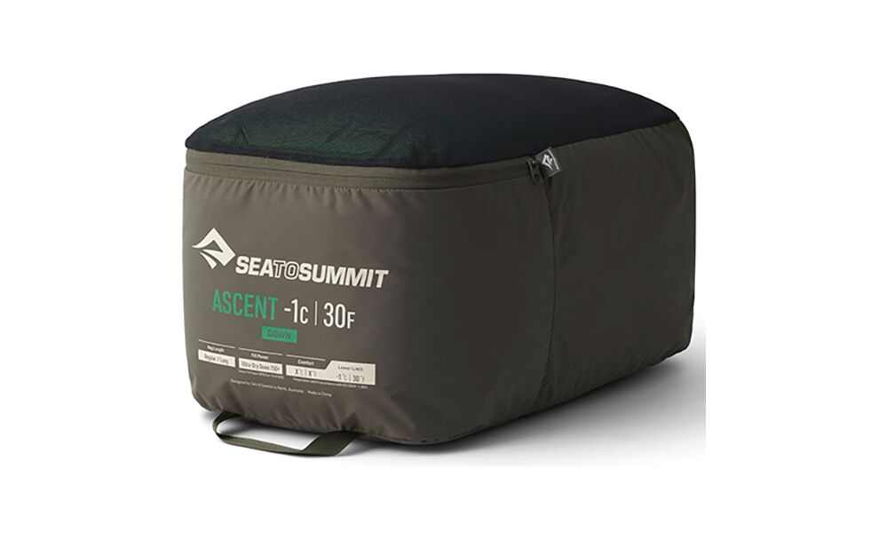Демісезонний пуховий спальник Sea to Summit Ascent -1C - Long до -1°C: з капюшоном, Максимальний зріст користувача: 198, Колір: Rain Forest Green, Сторона застібки: ліва, зображення 18