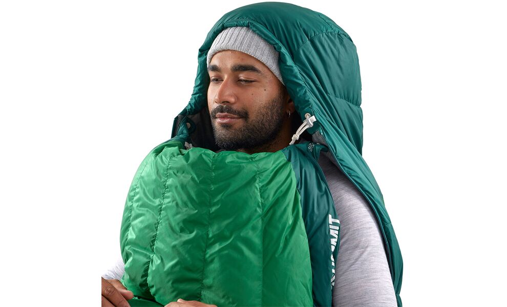 Демісезонний пуховий спальник Sea to Summit Ascent -9C - Long до -9°C: з капюшоном, Максимальний зріст користувача: 198, Колір: Rain Forest Green, Сторона застібки: ліва, зображення 13