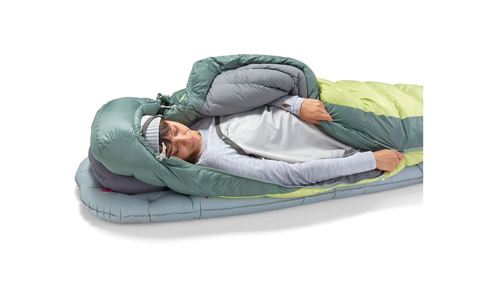 Демісезонний пуховий спальник Sea to Summit Ascent Women's -1C - Regular до -8°C: з капюшоном, Максимальний зріст користувача: 170, Колір: Celery Green, Сторона застібки: права, зображення 11