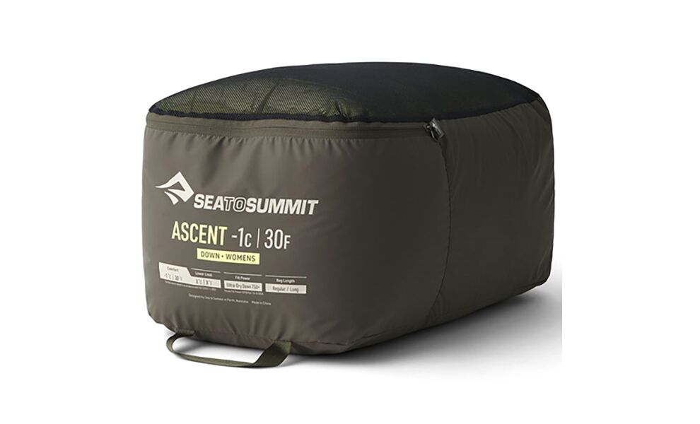 Демісезонний пуховий спальник Sea to Summit Ascent Women's -1C - Regular до -8°C: з капюшоном, Максимальний зріст користувача: 170, Колір: Celery Green, Сторона застібки: права, зображення 19