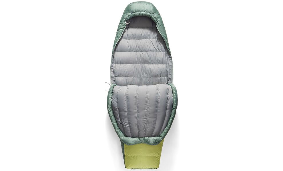 Демісезонний пуховий спальник Sea to Summit Ascent Women's -1C - Regular до -8°C: з капюшоном, Максимальний зріст користувача: 170, Колір: Celery Green, Сторона застібки: права, зображення 4