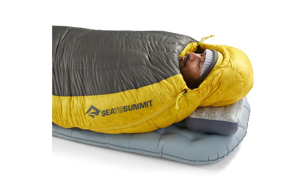 Демісезонний пуховий спальник Sea to Summit Spark -1C - Long до -1°C: з капюшоном, Максимальний зріст користувача: 198, Колір: Beluga Black, Сторона застібки: ліва, зображення 12