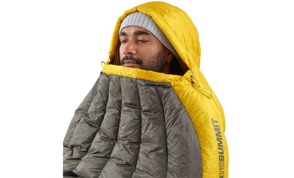 Демісезонний пуховий спальник Sea to Summit Spark -1C - Regular до -1°C: з капюшоном, Максимальний зріст користувача: 185, Колір: Beluga Black, Сторона застібки: ліва, зображення 9