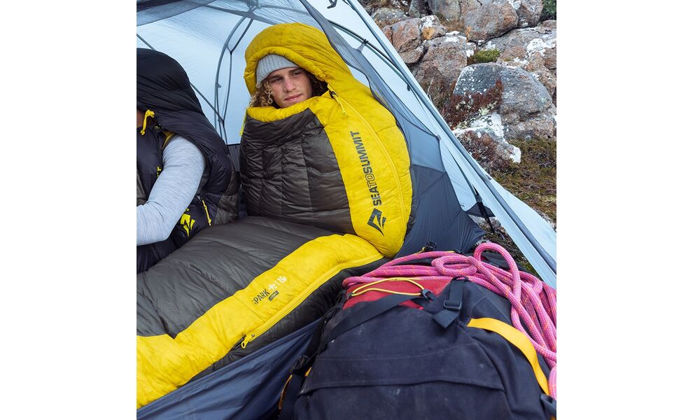 Демісезонний пуховий спальник Sea to Summit Spark -1C - Long до -1°C: з капюшоном, Максимальний зріст користувача: 198, Колір: Beluga Black, Сторона застібки: ліва, зображення 19