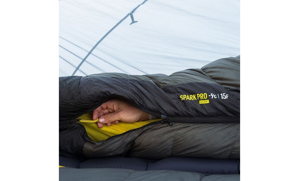 Демісезонний пуховий спальник Sea to Summit Spark Pro -9C 2025 - Long до -9°C: з капюшоном, Максимальний зріст користувача: 198, Колір: Beluga Black, Сторона застібки: ліва, зображення 23