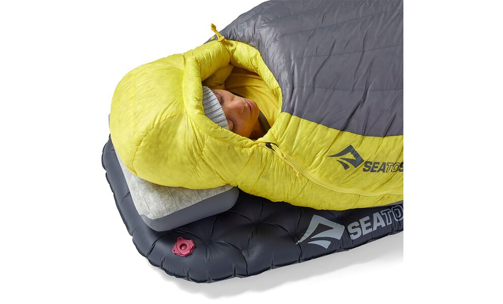 Демісезонний пуховий спальник Sea to Summit Spark Women's -1C - Long до -7°C: з капюшоном, Максимальний зріст користувача: 185, Колір: Pewter Grey, Сторона застібки: права, зображення 11