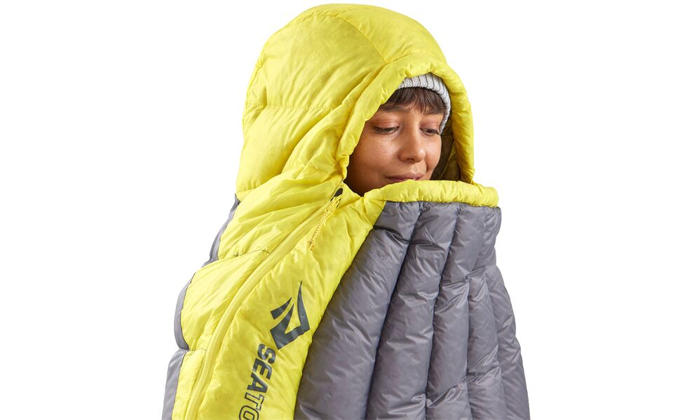 Літній пуховий спальник Sea to Summit Spark Women's +7C - Regular до 4°C: з капюшоном, Максимальний зріст користувача: 170, Колір: Pewter Grey, Сторона застібки: права, зображення 9