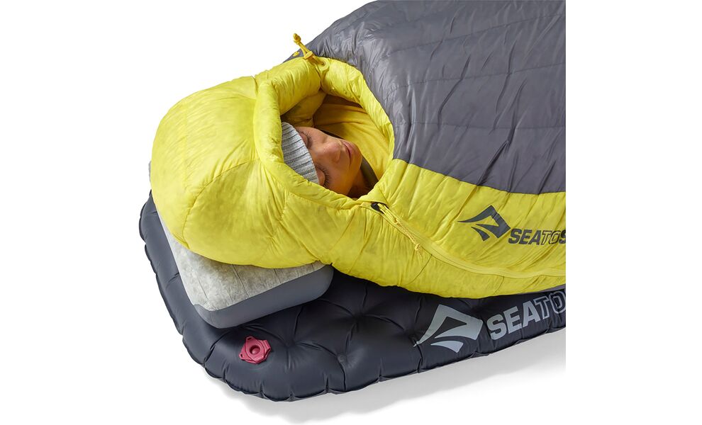 Літній пуховий спальник Sea to Summit Spark Women's +7C - Regular до 4°C: з капюшоном, Максимальний зріст користувача: 170, Колір: Pewter Grey, Сторона застібки: права, зображення 11