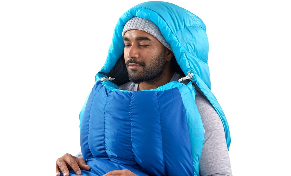 Демісезонний пуховий спальник Sea to Summit Trek -9C - Regular до -9°C: з капюшоном, Максимальний зріст користувача: 185, Колір: Snorkel Blue, Сторона застібки: ліва, зображення 12