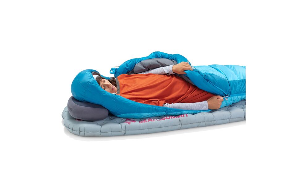 Демісезонний пуховий спальник Sea to Summit Trek Women's -9C - Regular до -16°C: з капюшоном, Максимальний зріст користувача: 170, Колір: Blue Atoll, Сторона застібки: права, зображення 12