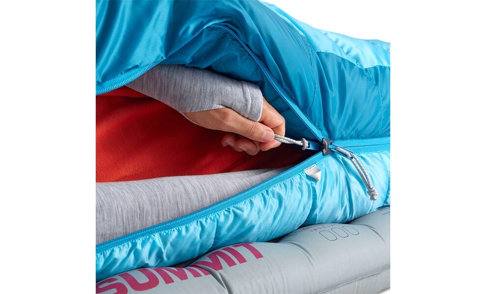 Демісезонний пуховий спальник Sea to Summit Trek Women's -9C - Regular до -16°C: з капюшоном, Максимальний зріст користувача: 170, Колір: Blue Atoll, Сторона застібки: права, зображення 13