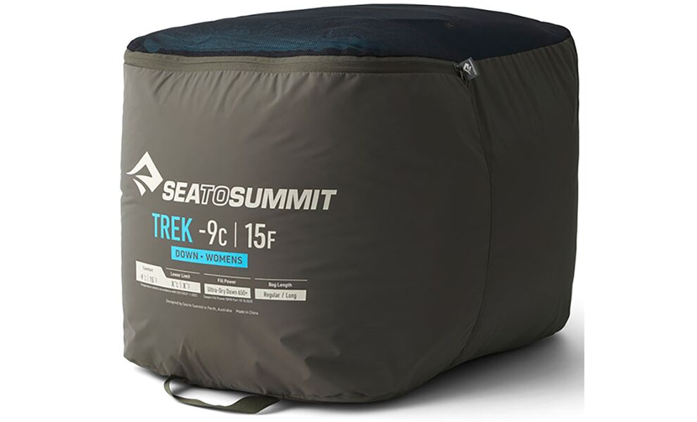 Демісезонний пуховий спальник Sea to Summit Trek Women's -9C - Regular до -16°C: з капюшоном, Максимальний зріст користувача: 170, Колір: Blue Atoll, Сторона застібки: права, зображення 18