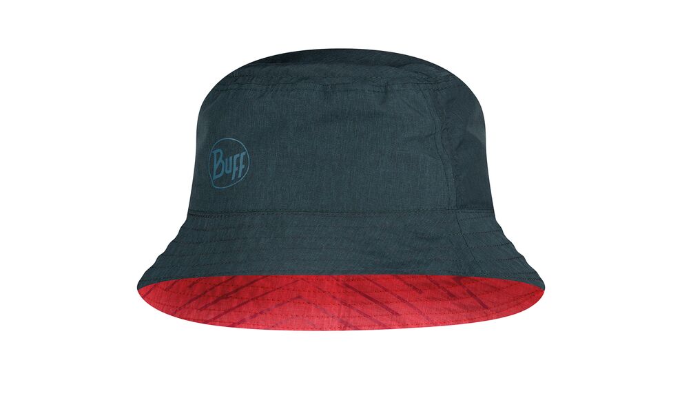 Двостороння панама BUFF® Travel Bucket (Collage Red/Black), Колір виробника: Collage Red/Black, Тип розміру: S/M, зображення 2