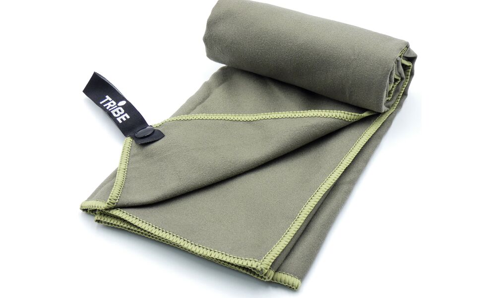 Швидкосохнучий рушник з мікрофібри з чохлом Tribe Pocket Towel - XL (Army Green), 150x75 см, Тип розміру: XL, Колір: Army Green, зображення 5