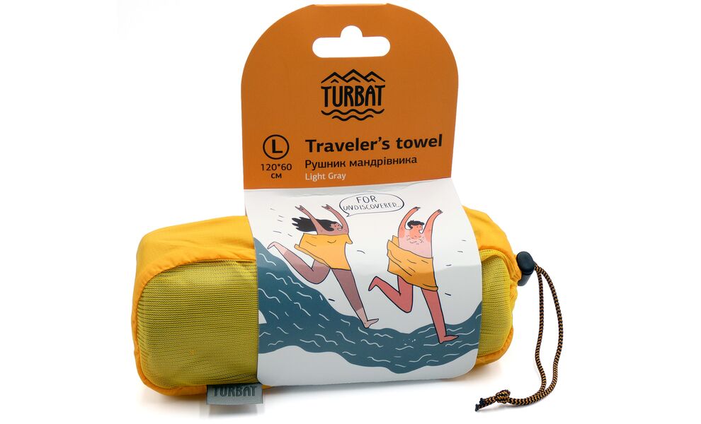 Компактний рушник з мікрофібри з чохлом Turbat Lagoon - L (Light Grey), 120x60 см, Тип розміру: L, Колір: Light Grey, зображення 2