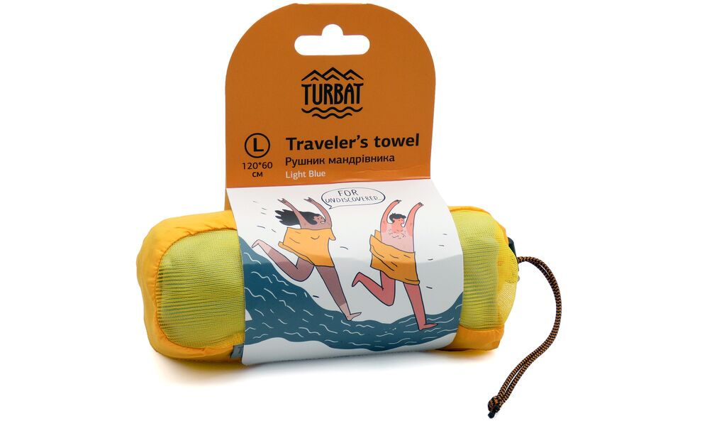Компактний рушник з мікрофібри з чохлом Turbat Lagoon - L (Light Blue), 120x60 см, Тип розміру: L, Колір: Light Blue, зображення 2