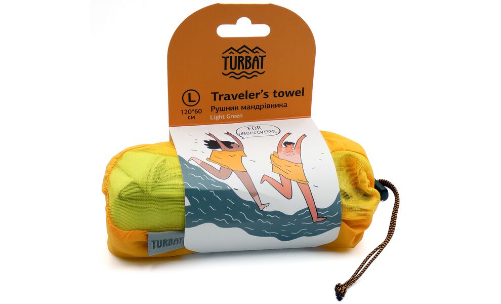 Компактний рушник з мікрофібри з чохлом Turbat Lagoon - L (Lime Green), 120x60 см, Тип розміру: L, Колір: Lime Green, зображення 2