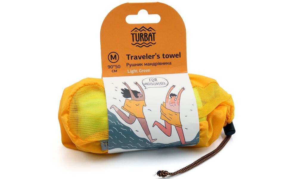 Компактний рушник з мікрофібри з чохлом Turbat Lagoon - M (Lime Green), 90x50 см, Тип розміру: M, Колір: Lime Green, зображення 2