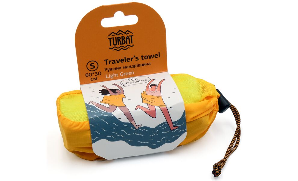 Компактний рушник з мікрофібри з чохлом Turbat Lagoon - S (Lime Green), 60х30 см, Тип розміру: S, Колір: Lime Green, зображення 2