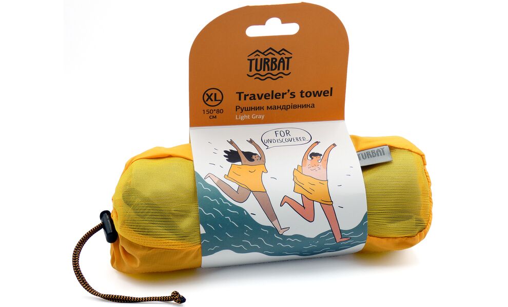 Компактний рушник з мікрофібри з чохлом Turbat Lagoon - XL (Light Grey), 150х80 см, Тип розміру: XL, Колір: Light Grey, зображення 2