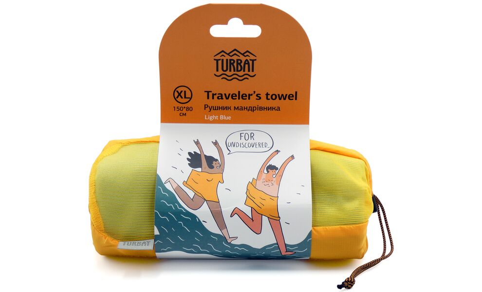 Компактний рушник з мікрофібри з чохлом Turbat Lagoon - XL (Light Blue), 150х80 см, Тип розміру: XL, Колір: Light Blue, зображення 2