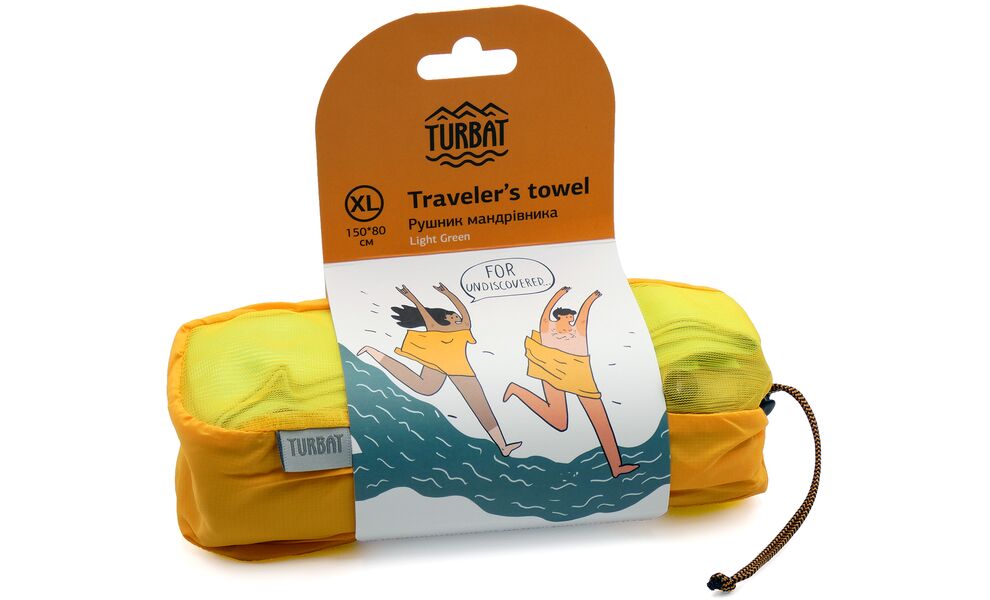 Компактний рушник з мікрофібри з чохлом Turbat Lagoon - XL (Lime Green), 150х80 см, Тип розміру: XL, Колір: Lime Green, зображення 2