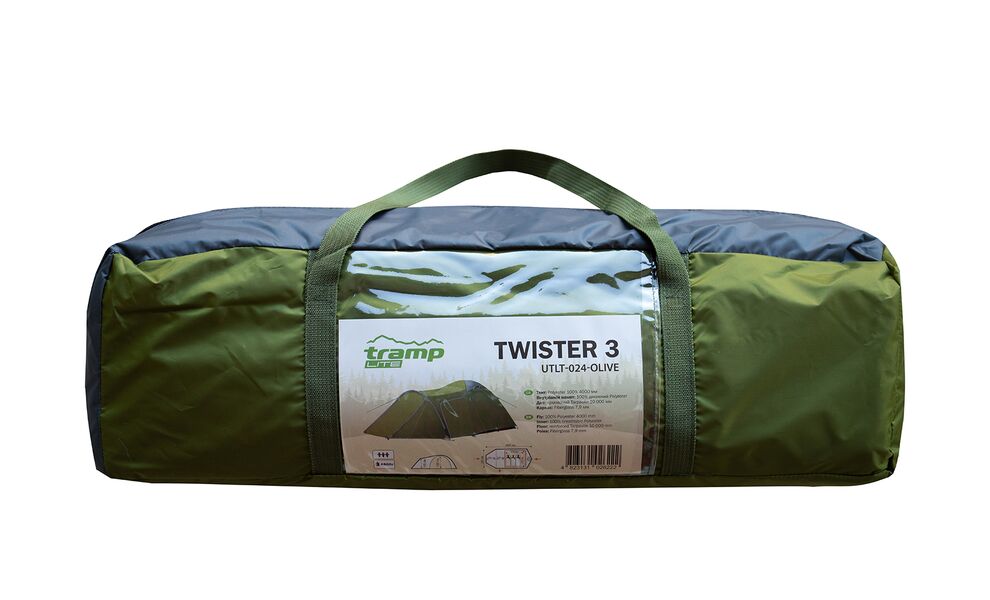 3-місний намет Tramp Twister 3 (Olive): двошаровий, з тамбуром, Кількість місць: 3, Колір: Olive, зображення 21
