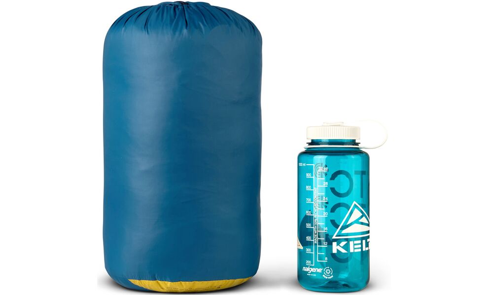 Зимовий пуховий спальник Kelty Cosmic Down 20 Short до -7°C: з капюшоном, Максимальний зріст користувача: 168, Колір: Dark Blue/Pageant Blue/Olive Oil, Сторона застібки: права, зображення 14