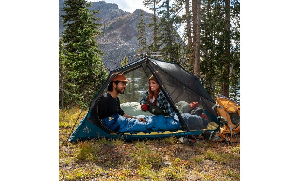 Зимовий пуховий спальник Kelty Cosmic Down 20 Short до -7°C: з капюшоном, Максимальний зріст користувача: 168, Колір: Dark Blue/Pageant Blue/Olive Oil, Сторона застібки: права, зображення 18