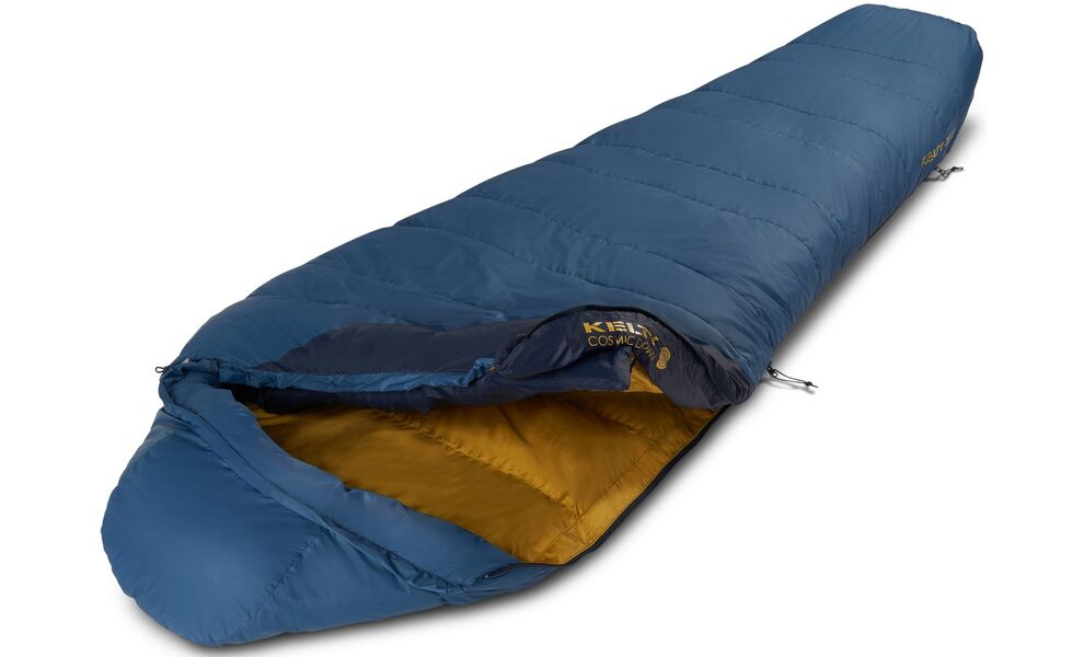 Зимовий пуховий спальник Kelty Cosmic Down 20 Short до -7°C: з капюшоном, Максимальний зріст користувача: 168, Колір: Dark Blue/Pageant Blue/Olive Oil, Сторона застібки: права, зображення 4