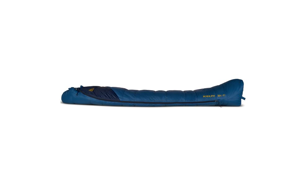 Зимовий пуховий спальник Kelty Cosmic Down 20 Regular до -7°C: з капюшоном, Максимальний зріст користувача: 183, Колір: Dark Blue/Pageant Blue/Olive Oil, Сторона застібки: права, зображення 6