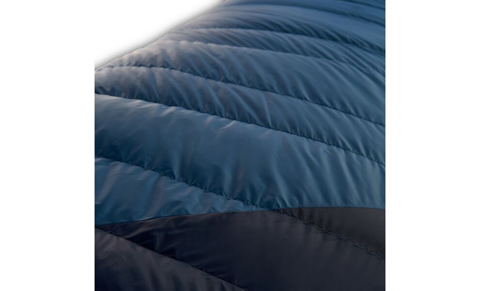 Зимовий пуховий спальник Kelty Cosmic Down 20 Regular до -7°C: з капюшоном, Максимальний зріст користувача: 183, Колір: Dark Blue/Pageant Blue/Olive Oil, Сторона застібки: права, зображення 9