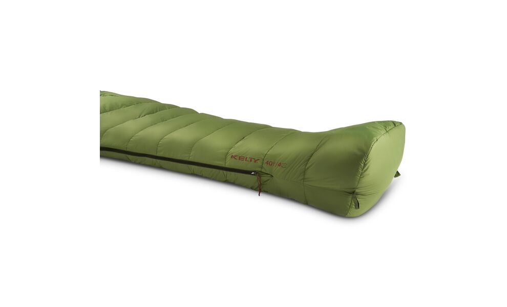 Демісезонний пуховий спальник Kelty Cosmic Down 40 Regular до +4°C: з капюшоном, Максимальний зріст користувача: 183, Колір: Dill-Duffel Bag/Cherry Mahogany, Сторона застібки: права, зображення 11