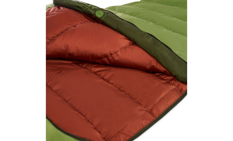 Демісезонний пуховий спальник Kelty Cosmic Down 40 Regular до +4°C: з капюшоном, Максимальний зріст користувача: 183, Колір: Dill-Duffel Bag/Cherry Mahogany, Сторона застібки: права, зображення 12