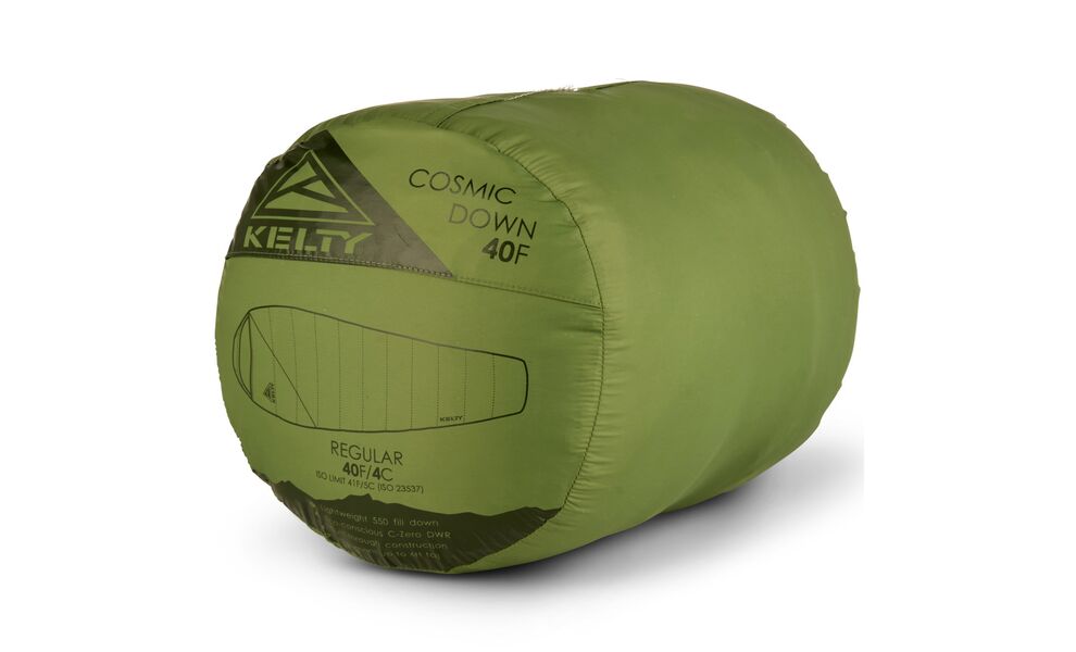 Демісезонний пуховий спальник Kelty Cosmic Down 40 Regular до +4°C: з капюшоном, Максимальний зріст користувача: 183, Колір: Dill-Duffel Bag/Cherry Mahogany, Сторона застібки: права, зображення 13