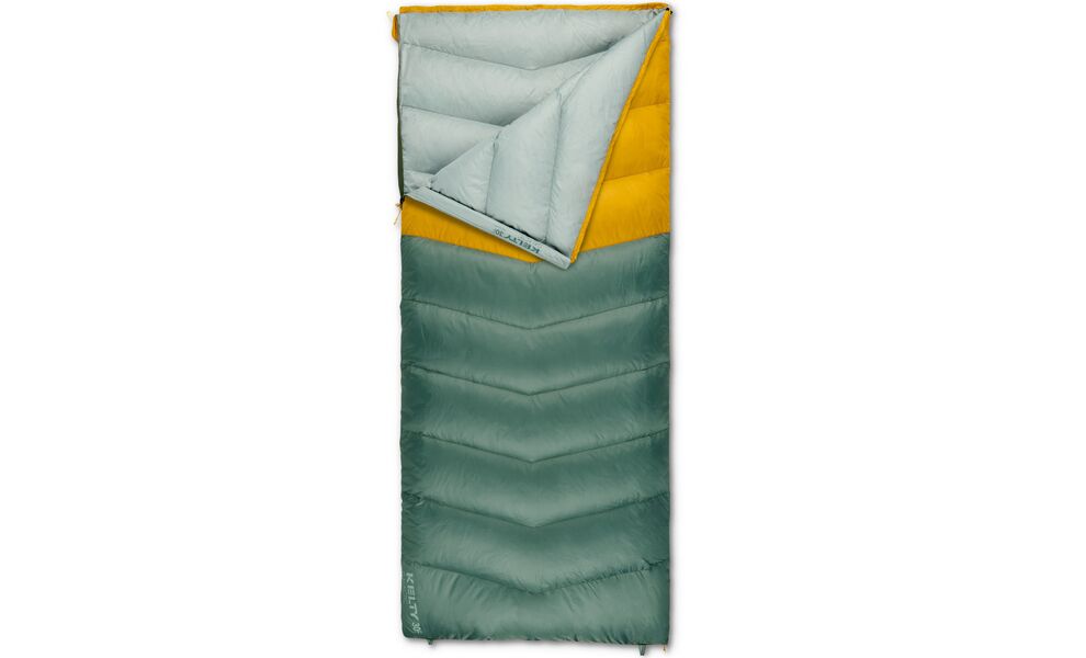 Демісезонний пуховий спальник-ковдра Kelty Galactic 30 (Duck Green/Olive Oil) до -1°C, Максимальний зріст користувача: 183, Колір: Duck Green/Olive Oil, Сторона застібки: права, зображення 3
