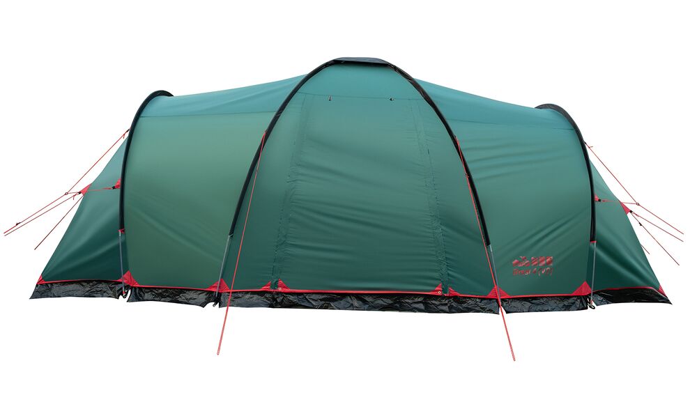 6-місний кемпінговий намет Tramp Brest 6 V2: на 2 спальні, Кількість місць: 6, Колір: Storm Green/Red, зображення 6